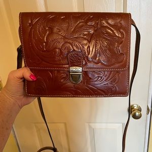 Patricia Nash Lanza brown crossbody leather